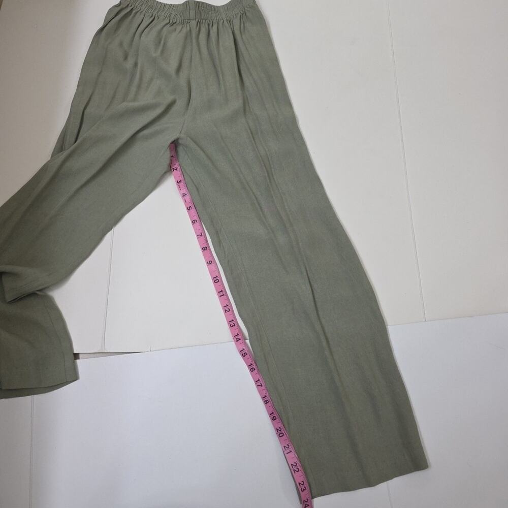 R&M Richards 2 Piece Pant Set Sage Green Button Front Top Casual Chic 8P Soft - Picture 10 of 10
